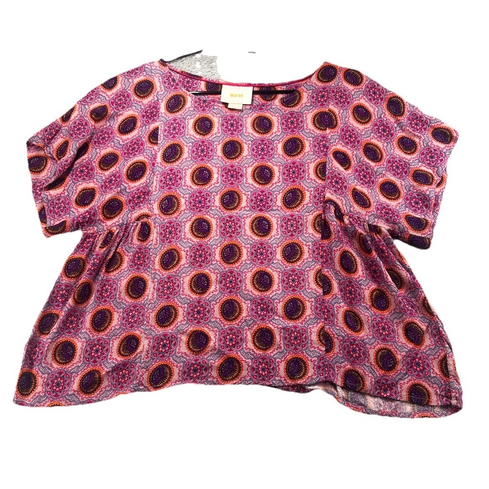 Anthropologie Maeve Milla Medallion Blouse Women's Size XS‎ Purple Boxy